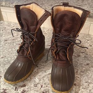 LL bean fully lined shearling duck boot